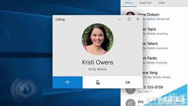 Win10一周年更新pc用户可以在电脑上直接拨打联系人电话1