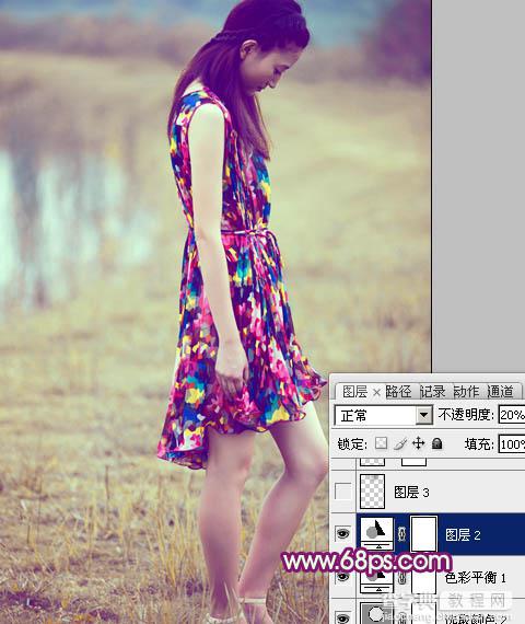 Photoshop为草地美女图片增加上流行的暗调暖色效果26