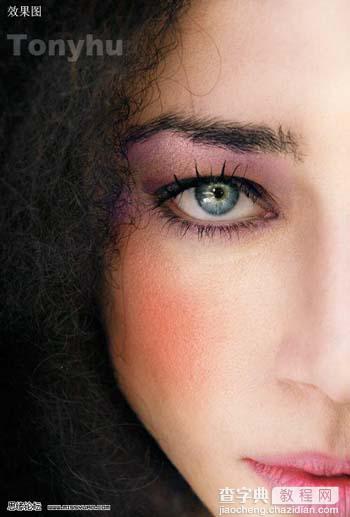 Photoshop为美女磨皮和加彩色眼影教程17