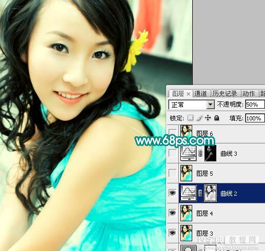 Photoshop 人物照片柔和的淡粉蜜糖色15