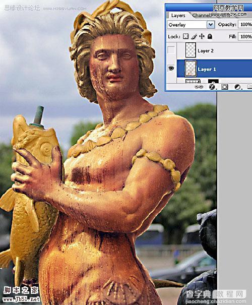 Photoshop 雕像打造仿真人效果8