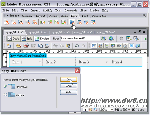 Dreamweaver CS3集成Spry效果图文教程1