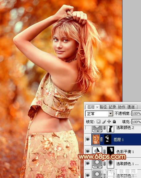 Photoshop将外景美女图片打造出唯美的橙红色效果15