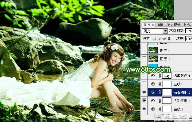 Photoshop 调出外景人物照片粉嫩的青绿色17