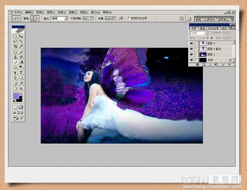 Photoshop处理艺术照片风流个性蝴蝶美女11