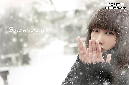 photoshop 浪漫的冬季雪景美女图片2