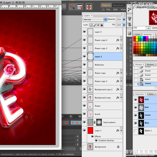 Photoshop和Cinem 4d将打造出漂亮红色的立体LOVE文字效果28