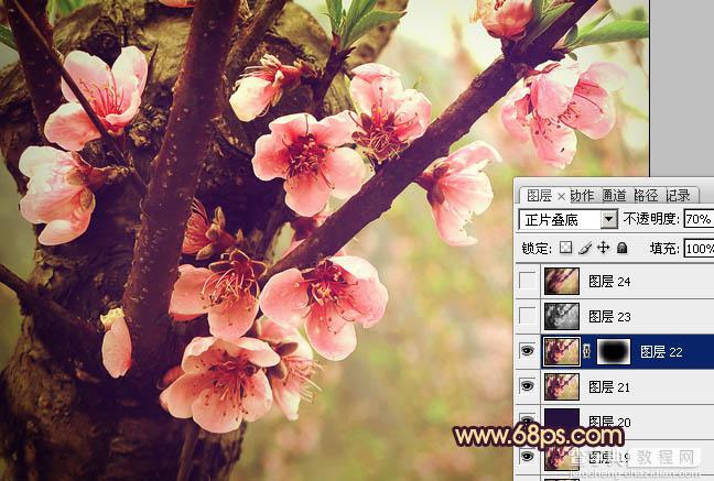 Photoshop调出桃花图片漂亮的粉红色26