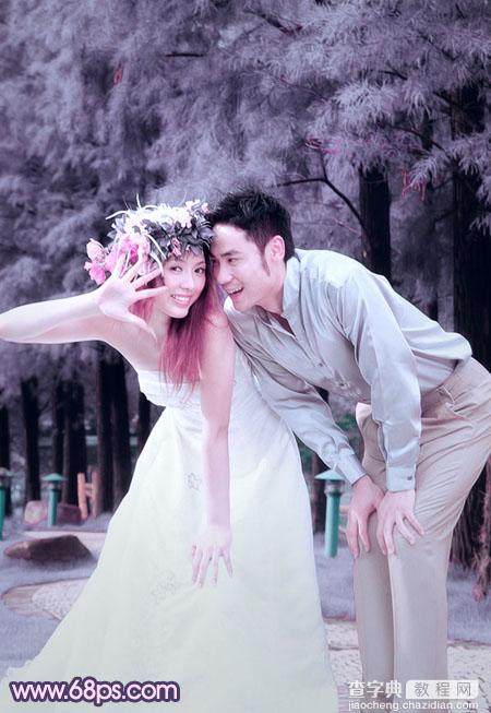 Photoshop将外景婚片打造成浪漫的紫红色2