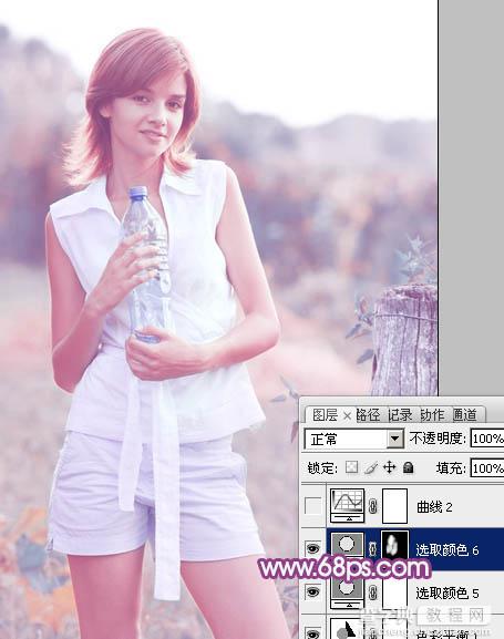 Photoshop将外景清纯美女图片增加上唯美的淡调蓝紫色效果24