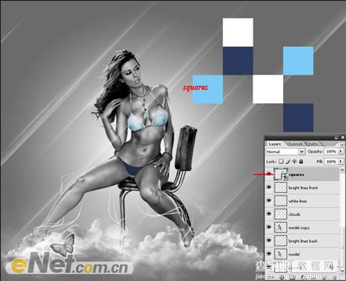 Photoshop将美女图片打造漂亮的灰色星空海报16
