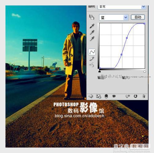 photoshop 金色调的公路上的人物照片11