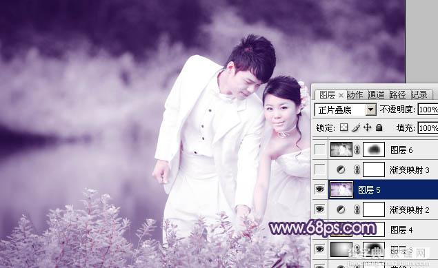 Photoshop将外景婚片调成梦幻的淡紫色19