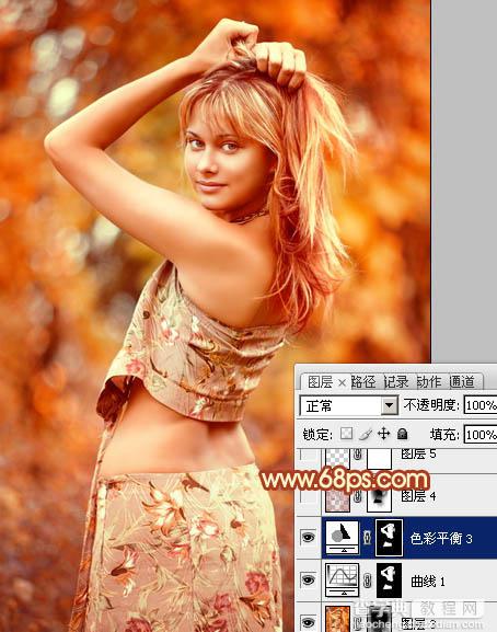 Photoshop将外景美女图片打造出唯美的橙红色效果30