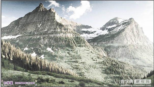 Photoshop将翠绿的夏季图片转为冬季雪山效果12