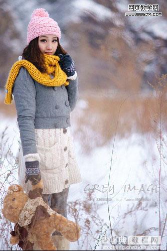 photoshop 浪漫的冬季雪景美女图片3