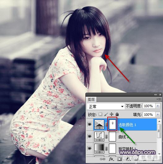 Photoshop制作古典暗紫色外景美女效果10