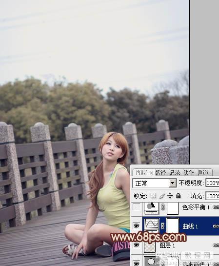 Photoshop将外景美女图片调出柔和的中性暖色调12