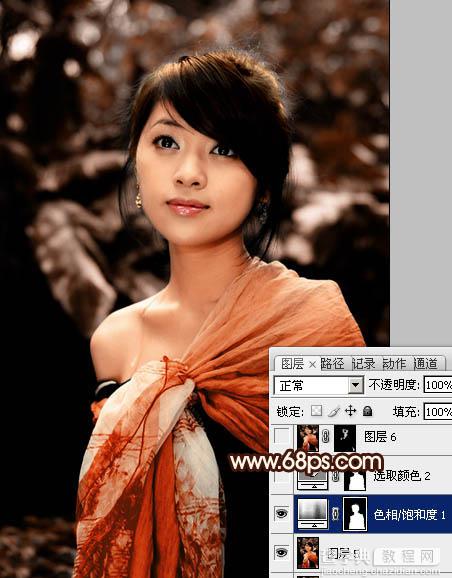 Photoshop将外景美女图片调制出非常有个性的橙褐色27