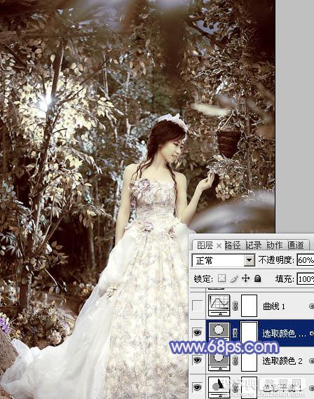 Photoshop将树林人物图片调制出流行的蓝紫色效果19