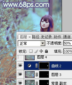 Photoshop为树林人物图片增加上唯美的韩系淡蓝色效果29