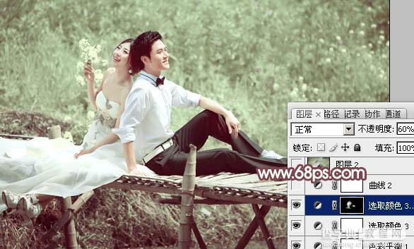 Photoshop将田园婚片打造出漂亮的淡绿色21