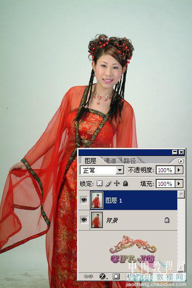 photoshop 抽出滤镜抠出穿红色古装的女孩3