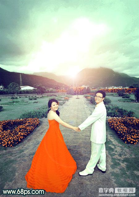 Photoshop为外景婚片打造出古典青绿色效果2