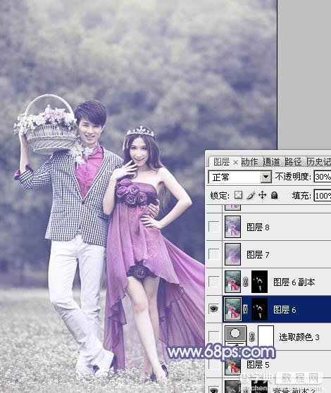 Photoshop将外景人物图片调成淡淡的蓝紫色21