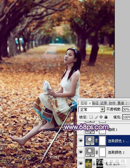 Photoshop将树林写真人物图片打造出漂亮的橙紫色9