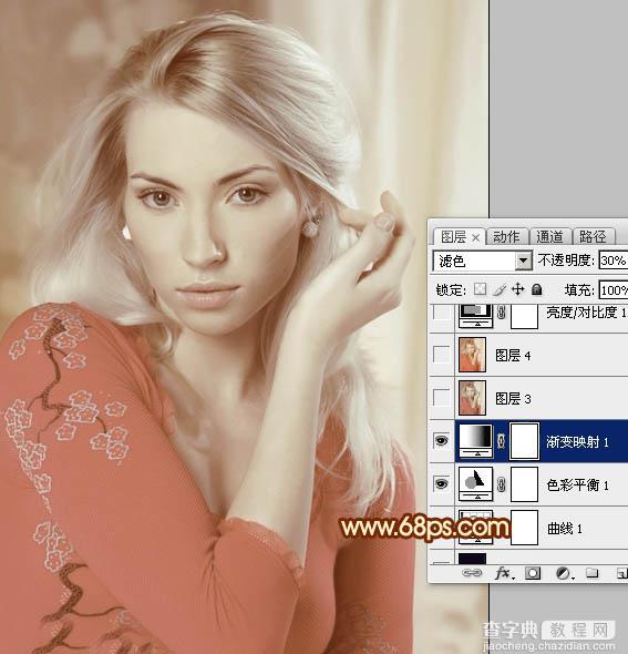Photoshop将人物图片调成高雅纯美的淡红色21