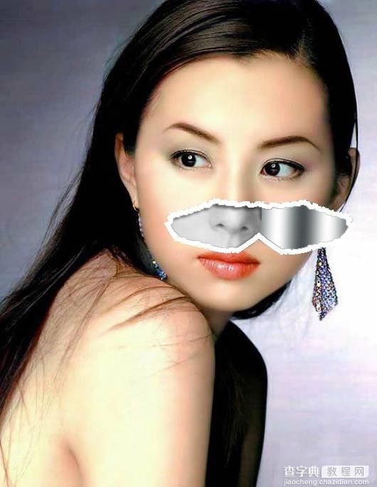 Photoshop为美女图片添加简单的撕边效果1