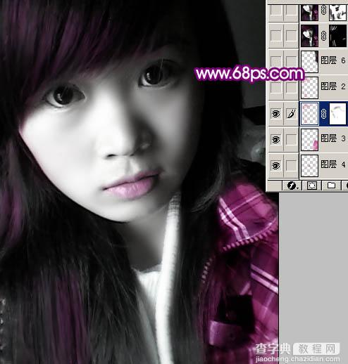 Photoshop 打造柔美的紫灰色手机人物照片11