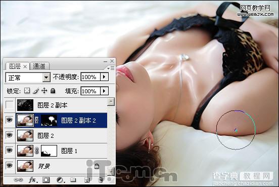 Photoshop 美女加上油嫩光滑的质感肤色17