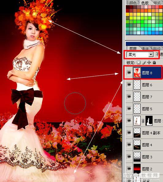 Photoshop 打造亮丽的红色古典美女写真19