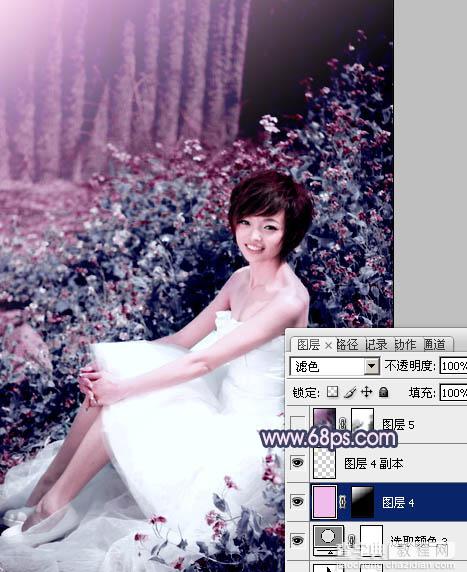 Photoshop将外景人物图片调成柔和的古典暗调青紫色29