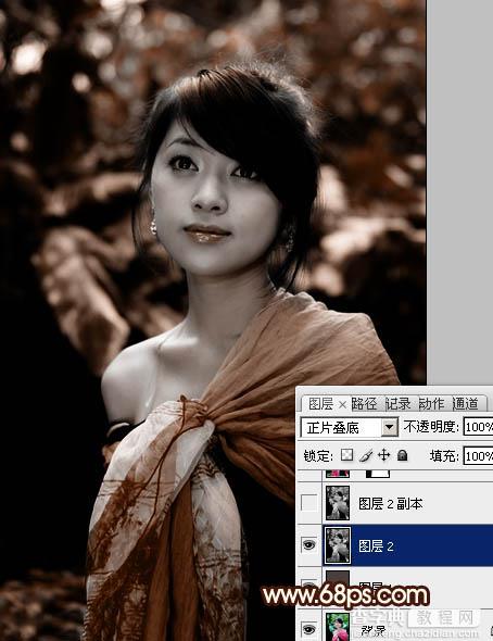 Photoshop将外景美女图片调制出非常有个性的橙褐色4