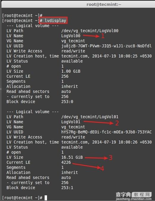 在Linux如何扩增卷组、逻辑卷以及缩减逻辑卷LVM的过程8