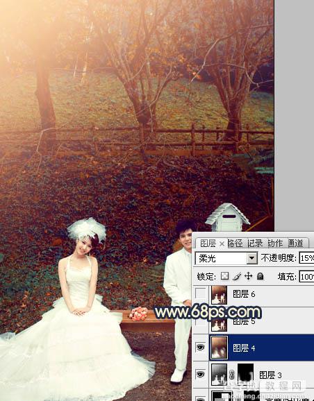 Photosho将公园婚片调制出漂亮的暗红色24