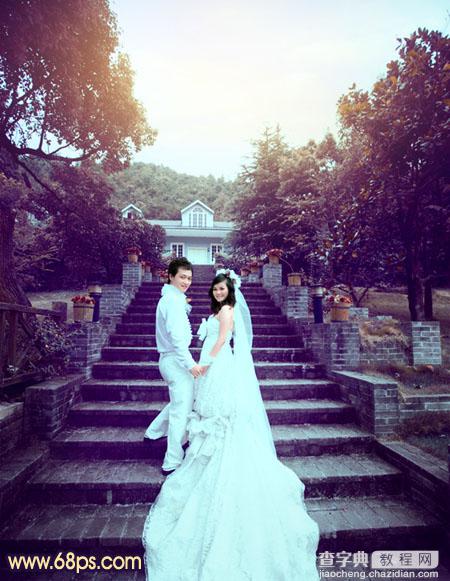 Photoshop为公园婚片加上柔美的暗调蓝紫色效果2