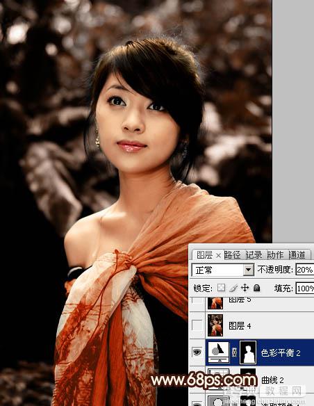Photoshop将外景美女图片调制出非常有个性的橙褐色23