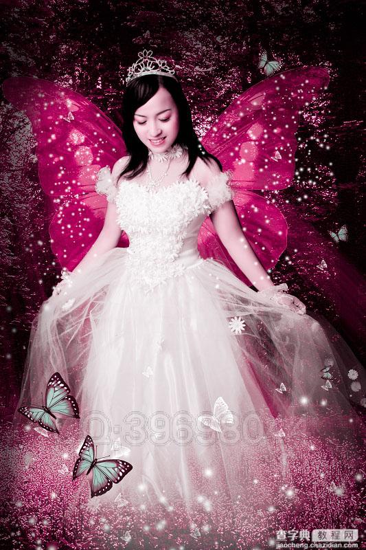 Photoshop制作唯美的粉红色蝴蝶仙子效果教程2