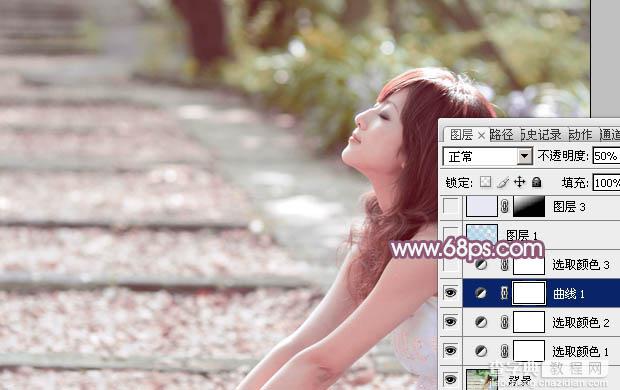 Photoshop将美女图片快速打造出柔和的韩系淡蓝色效果15