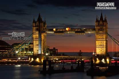 Photoshop将伦敦桥夜景图片制作出移轴镜头特效图片效果实例教程2