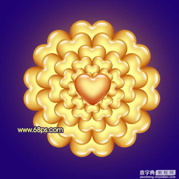 photoshop将利用水晶心形制作成漂亮的橙黄色花朵效果20