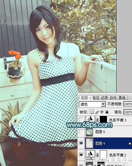 Photoshop将阳台上的美女图片调制出柔和的黄褐韩系色效果30