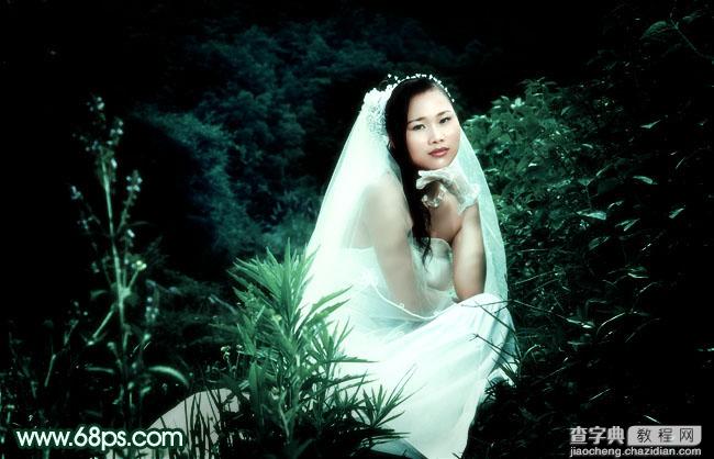 Photoshop将外景婚片打造出柔美的古典暗绿色效果2