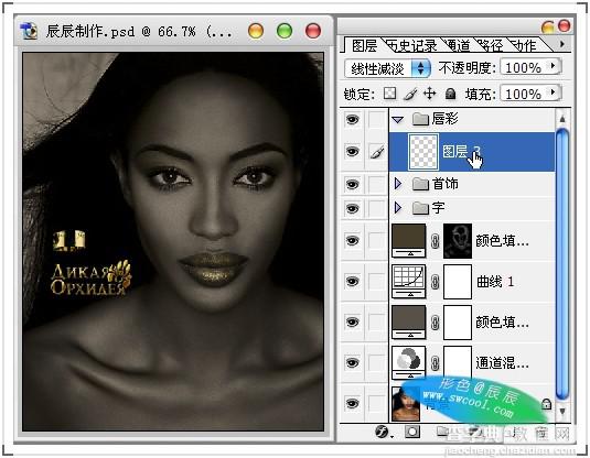 Photoshop 黄金首饰模特广告色调38