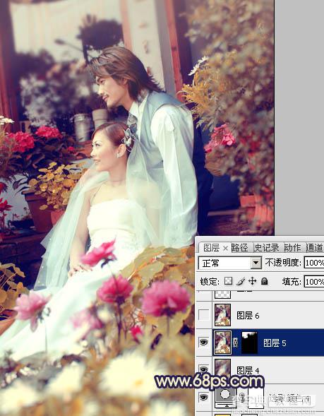 Photoshop将外景婚片调成流行的橙蓝混合色21