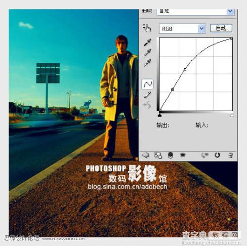 photoshop 金色调的公路上的人物照片9